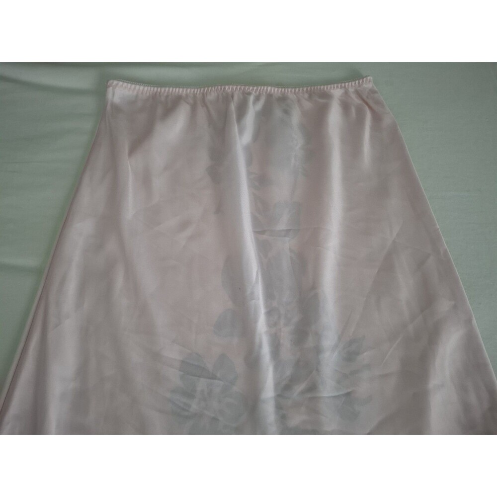 Free People Long Lost Lover Maxi Slip Skirt Lace Inset Satin Flouncy Pink M EC - Picture 5 of 12
